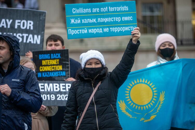 Kazakh protesters gather in London to show solidarity